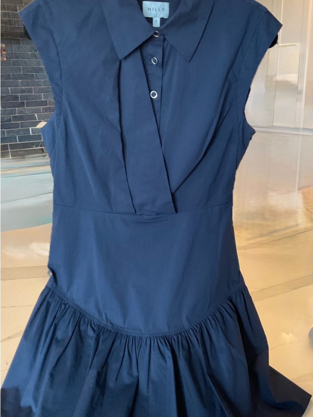 Milly Navy Cap-Sleeve Mini Dress - Picture 4 of 12